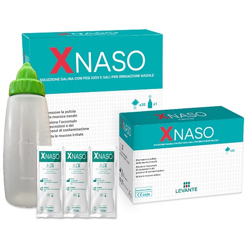 SOLUZIONE SALINA CON PEG 3350 E SALI PER IRRIGAZIONE NASALE XNASO 30 BUSTINE + 1 EROGATORE - Farmacia Mastrangelo 