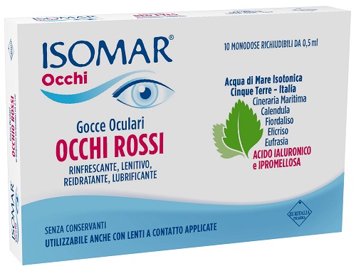 ISOMAR OCCHI ROSSI GOCCE OCULARI ACIDO IALURONICO 0,20% 10 FLACONCINI - Farmacia Mastrangelo 